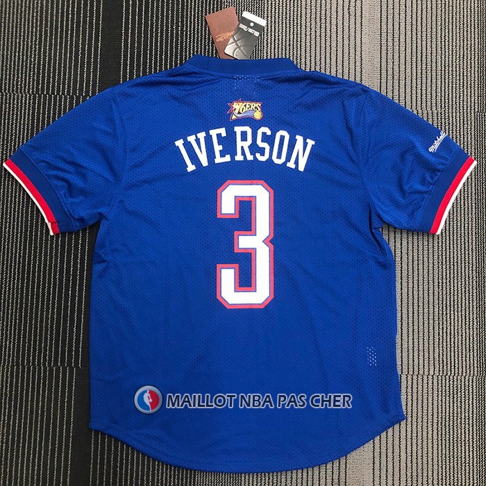 Maillot Manche Courte All Star 2009 Allen Iverson NO 3 Bleu